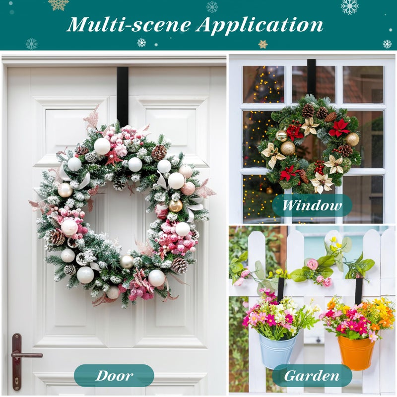 HOOSUN Wreath Hangers for Front Door  12"" Wreath Hanger Door Wreath Hook Over The Door Hanger  Door Wreath Garland Hanger Metal Wreath Holder Door Hanger Hook for Halloween Christmas Front Door Decorations - Image 5